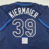 Autographed/Signed Kevin Kiermaier Tampa Bay Dark Blue Baseball Jersey PSA/DNA COA