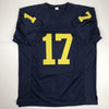 Autographed/Signed Larry Foote Michigan Blue College Football Jersey JSA COA Holo Only
