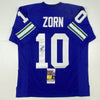 Autographed/Signed Jim Zorn Seattle Blue Football Jersey JSA COA