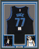 Framed Autographed/Signed Luka Doncic 35x39 Dallas Black Basketball Jersey Beckett BAS COA