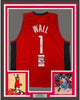 Framed Autographed/Signed John Wall 35x39 Houston Red Basketball Jersey JSA COA