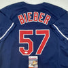Autographed/Signed Shane Bieber Cleveland Blue Baseball Jersey JSA COA by Hall of Fame Sports Memorabilia