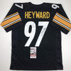 Autographed/Signed Cameron Cam Heyward Pittsburgh Black Football Jersey JSA COA