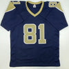 Autographed/Signed Torry Holt St. Louis Dark Blue Football Jersey Beckett BAS COA