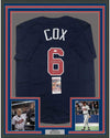 Framed Autographed/Signed Bobby Cox HOF 14 35x39 Atlanta Blue Baseball Jersey JSA COA