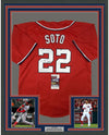 Framed Autographed/Signed Juan Soto 35x39 Washington Red Baseball Jersey JSA COA