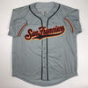 Autographed/Signed Madison Bumgarner San Francisco Grey Baseball Jersey JSA COA