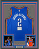 Framed Autographed/Signed Shai Gilgeous-Alexander 35x39 Oklahoma City Thunder Blue Basketball Jersey Fanatics COA