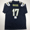 Autographed/Signed Philip Rivers Los Angeles LA Dark Blue Football Jersey Beckett BAS COA