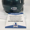 Autographed/Signed Nick Foles Philadelphia Eagles Football Mini Helmet Beckett BAS COA