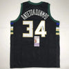 Autographed/Signed Giannis Antetokounmpo Milwaukee Black Custom Basketball Jersey JSA COA by Hall of Fame Sports Memorabilia