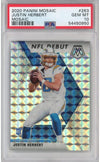 Graded 2020 Panini Mosaic Justin Herbert #263 Mosaic Rookie RC Football Card PSA 10 Gem Mint