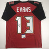 Autographed/Signed Mike Evans Tampa Bay Red Football Jersey PSA/DNA COA