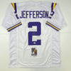 Autographed/Signed Justin Jefferson LSU White College Football Jersey JSA COA