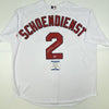 Autographed/Signed Red Schoendienst St. Louis White Baseball Jersey Beckett BAS COA