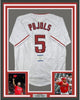 Framed Autographed/Signed Albert Pujols 35x39 Los Angeles White Baseball Jersey Beckett BAS COA #2