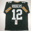 Autographed/Signed Aaron Rodgers Green Bay Green Football Jersey JSA COA