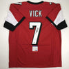 Autographed/Signed Michael Mike Vick Atlanta Red Football Jersey PSA/DNA COA