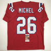 Autographed/Signed Sony Michel New England Red Football Jersey JSA COA