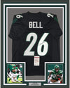 Framed Autographed/Signed Le'Veon LeVeon Bell 35x39 New York Black Football Jersey JSA COA