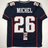 Autographed/Signed Sony Michel New England Blue Football Jersey JSA COA