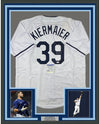 Framed Autographed/Signed Kevin Kiermaier 35x39 Tampa Bay White Baseball Jersey PSA/DNA COA