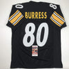 Autographed/Signed Plaxico Burress Pittsburgh Black Football Jersey JSA COA