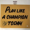 Autographed/Signed Rudy Ruettiger Play Like A Champion Today Notre Dame 16x20 Football Photo JSA COA by Hall of Fame Sports Memorabilia