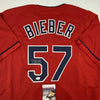 Autographed/Signed Shane Bieber Cleveland Red Baseball Jersey JSA COA by Hall of Fame Sports Memorabilia