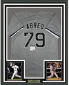 Framed Autographed/Signed Jose Abreu 35x39 Chicago Sox Grey Baseball Jersey PSA/DNA COA