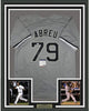 Framed Autographed/Signed Jose Abreu 35x39 Chicago Sox Grey Baseball Jersey PSA/DNA COA