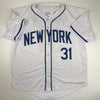 Autographed/Signed Mike Piazza New York NY White Baseball Jersey Beckett BAS COA