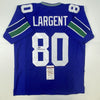 Autographed/Signed Steve Largent HOF 95 Seattle Blue Football Jersey JSA COA