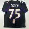 Autographed/Signed Jonathan Ogden HOF 13 Baltimore Black Football Jersey JSA COA