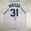 Autographed/Signed Mike Piazza New York NY White Baseball Jersey Beckett BAS COA