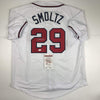 Autographed/Signed John Smoltz Atlanta White Baseball Jersey JSA COA