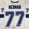 Autographed/Signed Victor Hedman Tampa Bay White Hockey Jersey JSA COA by Hall of Fame Sports Memorabilia