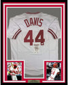 Framed Autographed/Signed Eric Davis 35x39 Cincinnati White Baseball Jersey JSA COA