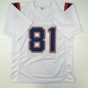 Autographed/Signed Jonnu Smith New England White Football Jersey Beckett BAS COA