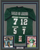 Framed Autographed/Signed Eagles QB Legends McNabb Cunningham Vick Jaworski 35x39 Philadelphia Green Football Jersey JSA COA