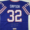 Autographed/Signed OJ O.J. Simpson #1 Pick Buffalo Blue Football Jersey JSA COA