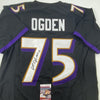 Autographed/Signed Jonathan Ogden HOF 13 Baltimore Black Football Jersey JSA COA