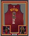 Framed Autographed/Signed Collin Sexton 35x39 Cleveland Cavaliers Red Basketball Fanatics Jersey JSA COA