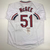 Autographed/Signed Willie McGee St. Louis White Baseball Jersey JSA COA