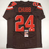Autographed/Signed Nick Chubb Cleveland Football Brown Jersey JSA COA
