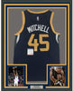 Framed Autographed/Signed Donovan Mitchell 35x39 Utah Blue Basketball Jersey PSA/DNA COA