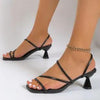 Women's Square Toe Chunky Heel Open-Toe Sandals – Cross Strap by FitiqueFit