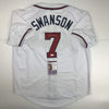Autographed/Signed Dansby Swanson Atlanta White Baseball Jersey JSA COA