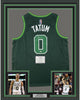 Framed Autographed/Signed Jayson Tatum Boston 35x39 Celtics Green Earned Edition Basketball Jersey Fanatics COA
