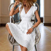 Waisted V-Neck Lace Midi Dress by FitiqueFit